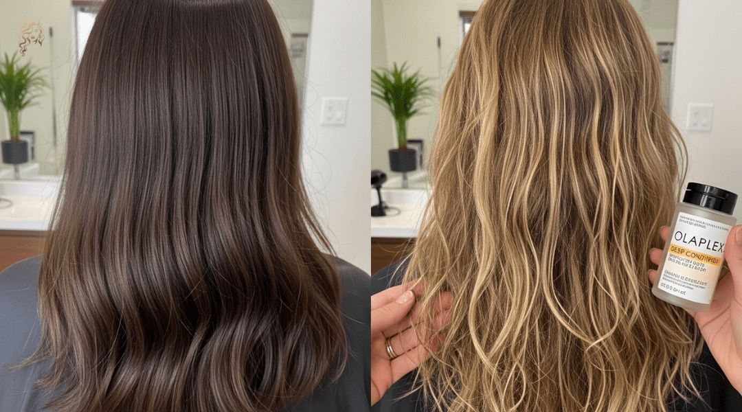 Side-by-side image comparing healthy hair with damaged, over-processed strands to highlight potential risks of hair coloring.