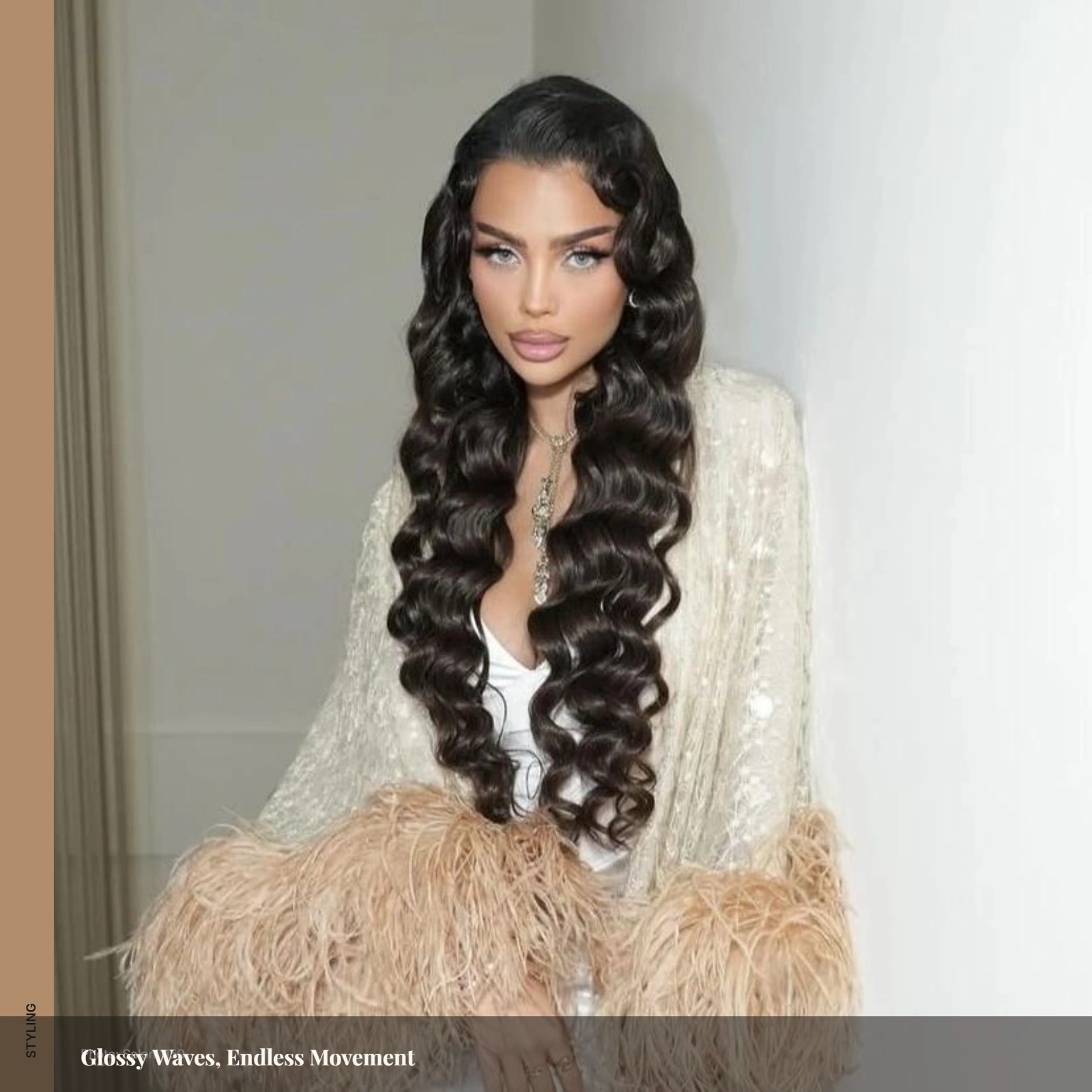 Long glossy mermaid waves with deep defined S-shaped texture through the lengths