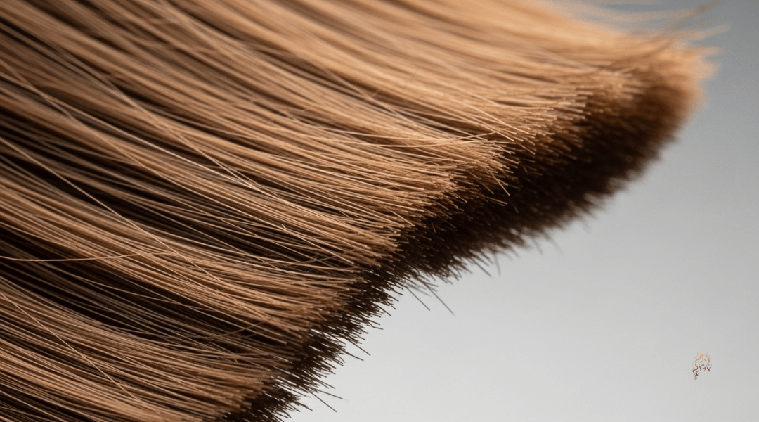 Close-up of freshly trimmed hair ends showing healthy, smooth strands without split ends.