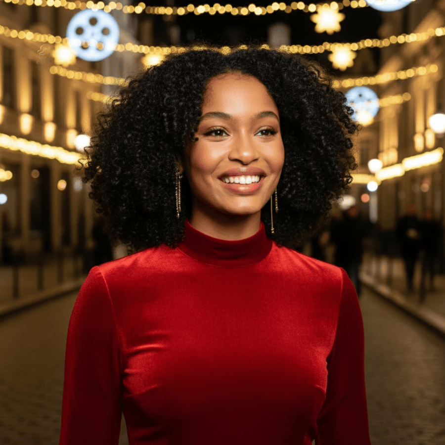 Yara Shahidi with a natural lob featuring soft curls, rounded volume, and light layers for a balanced, polished shape.