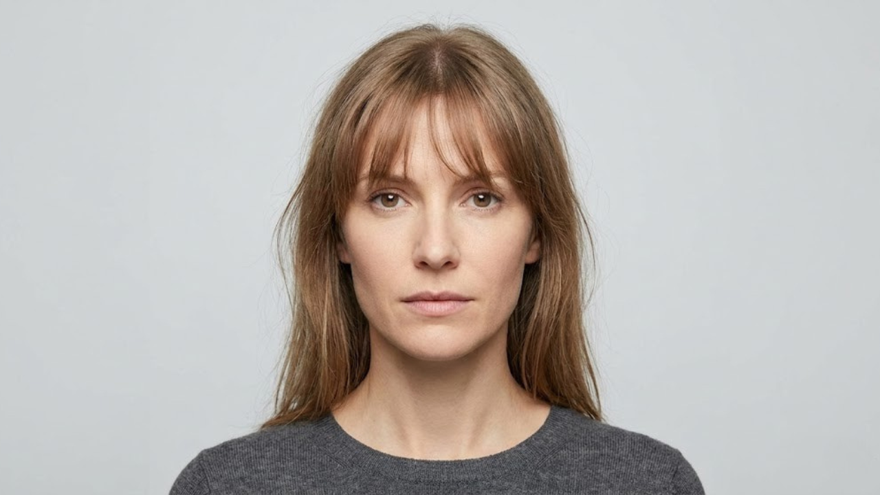 Wispy bangs on fine thin hair showing soft movement and light distribution at the hairline, with visible strand separation that requires regular upkeep.