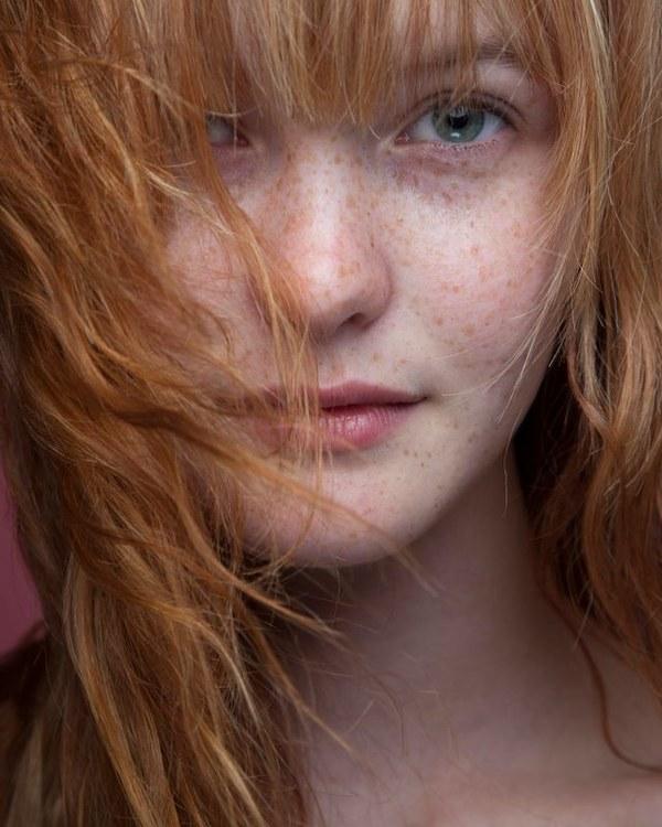 Vivid copper-red hair